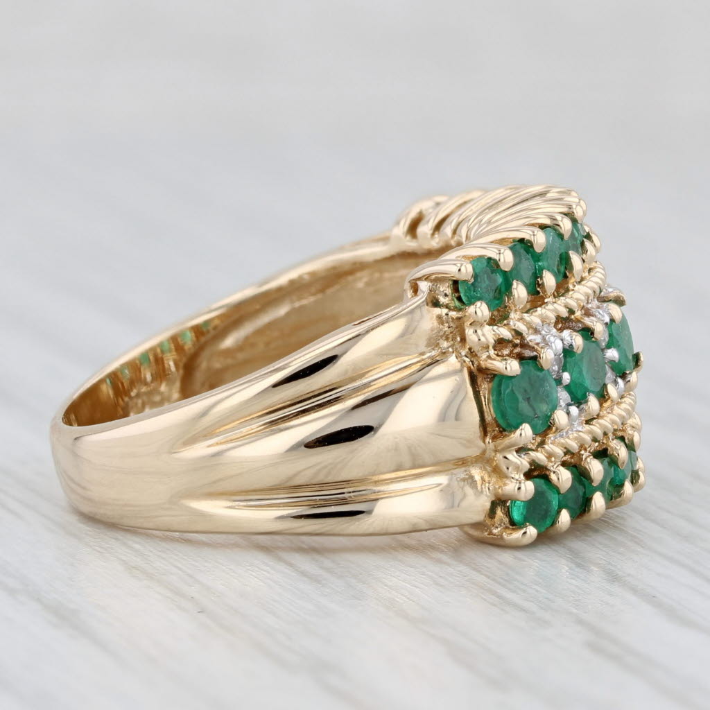 1.55ctw Emerald Diamond Multiband Ring 10k Yellow Gold Size 7.25 Cocktail
