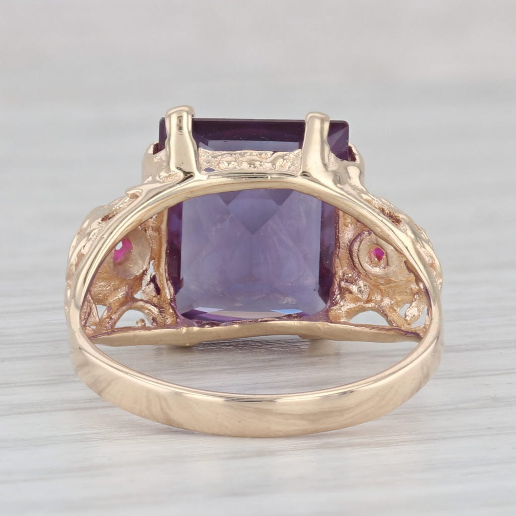 7.80ctw Rectangle Lab Created Sapphire Ruby 14k Yellow Gold Size 7 Ring