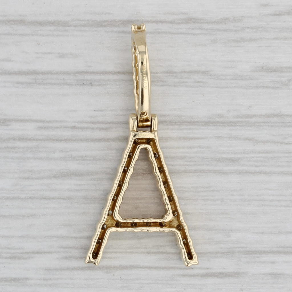 0.50ctw Diamond Letter Initial A Pendant 10k Yellow Gold