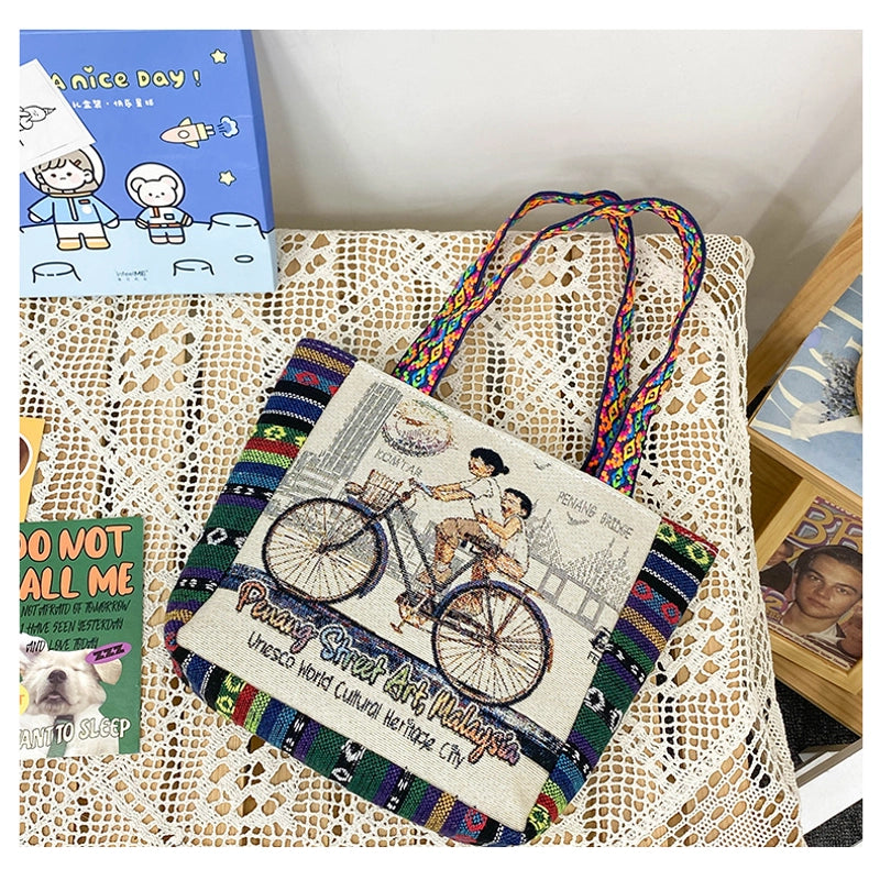 Women's Small Canvas Color Block Vintage Style Classic Style Square Zipper Shoulder Bag
