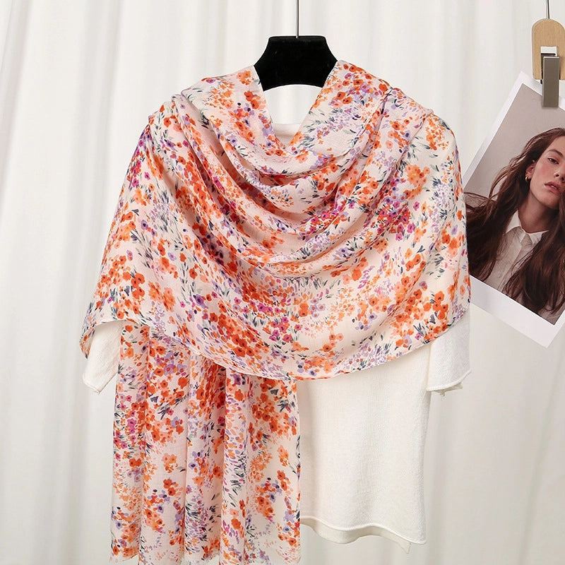 Women's Lady Ditsy Floral Polyester Silk Scarf