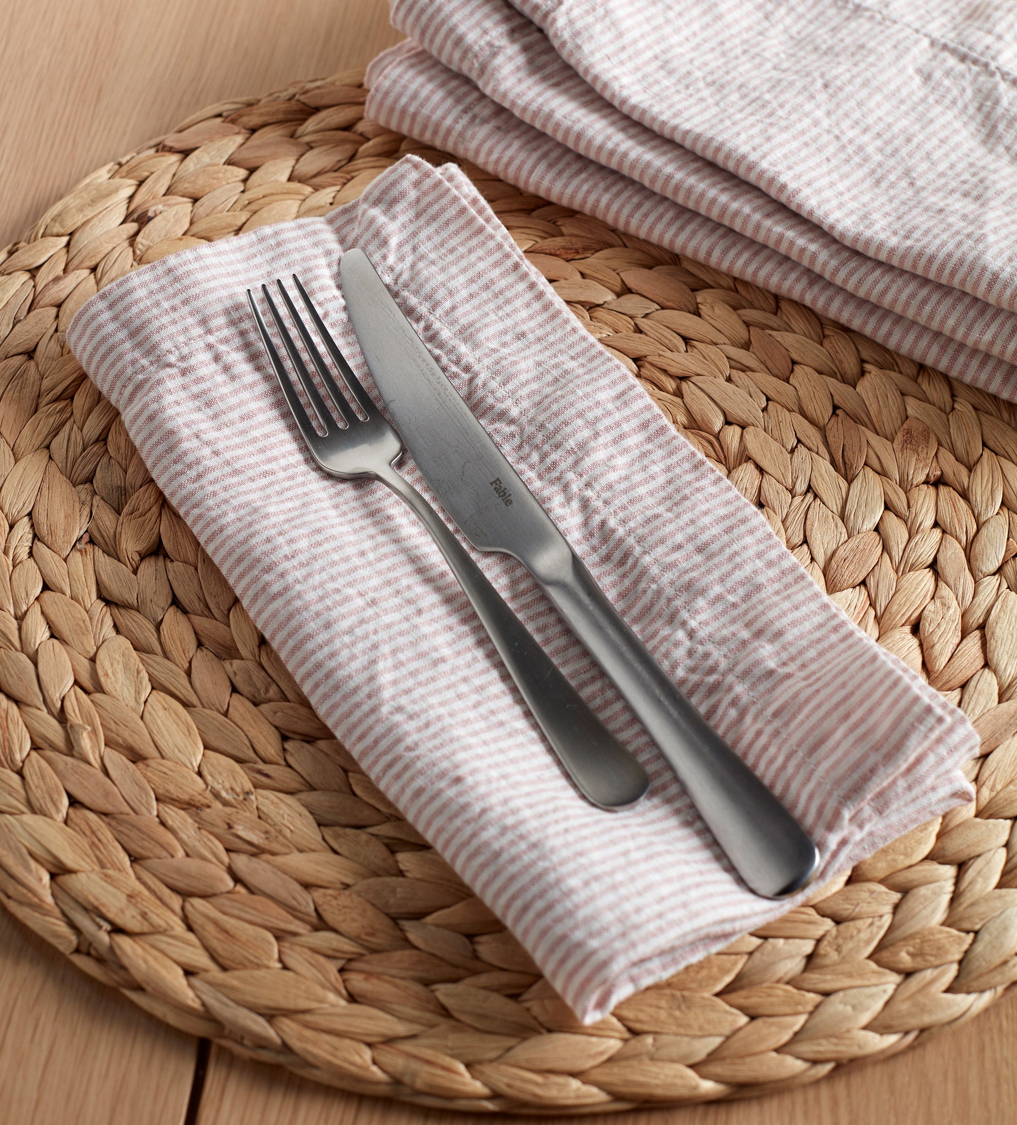 Vintage Rose Stripe 100% Linen Napkins - Set of 4