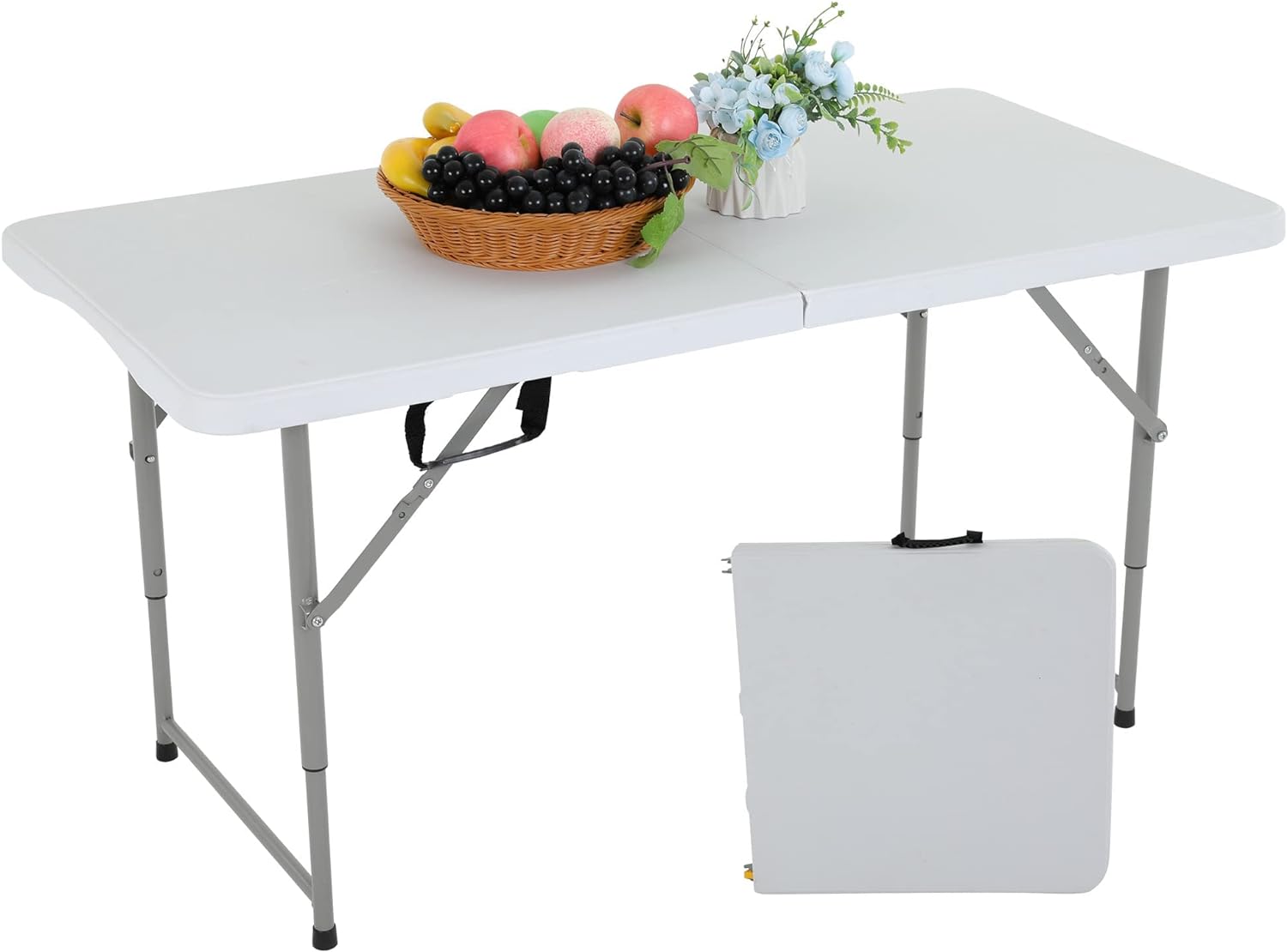 Folding. Half Portable Foldable Table for Parties. Backyard Events.White 1.2M