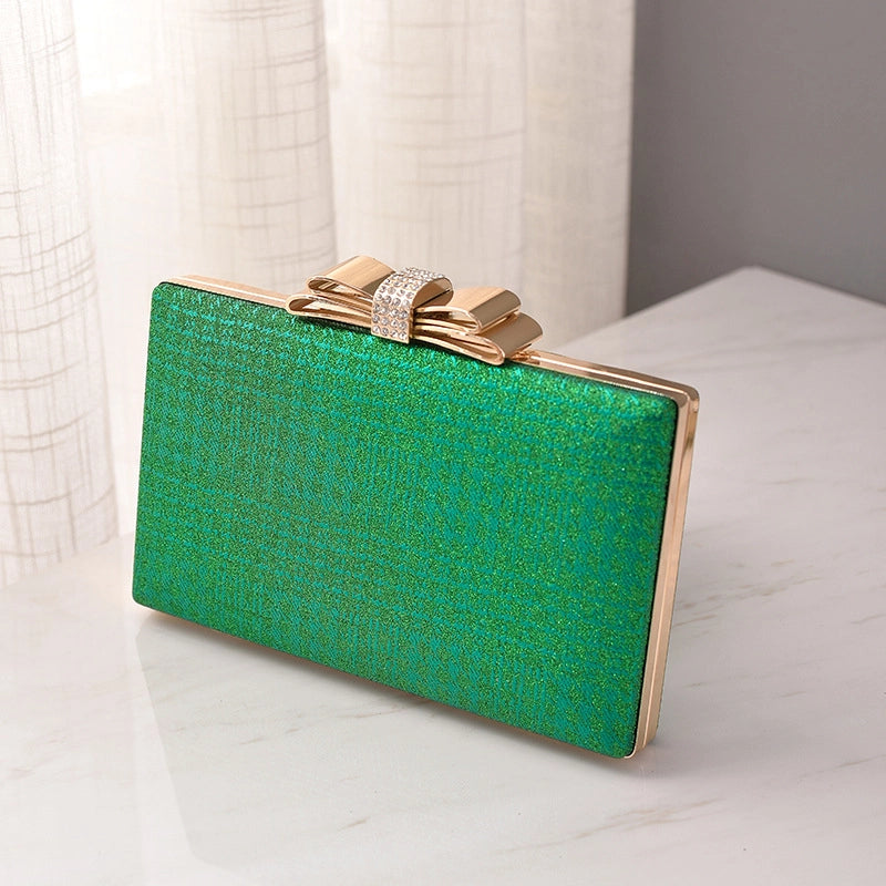 Women's Pu Leather Solid Color Bow Knot Elegant Classic Style Square Lock Clasp Clutch Bag Crossbody Bag Evening Bag