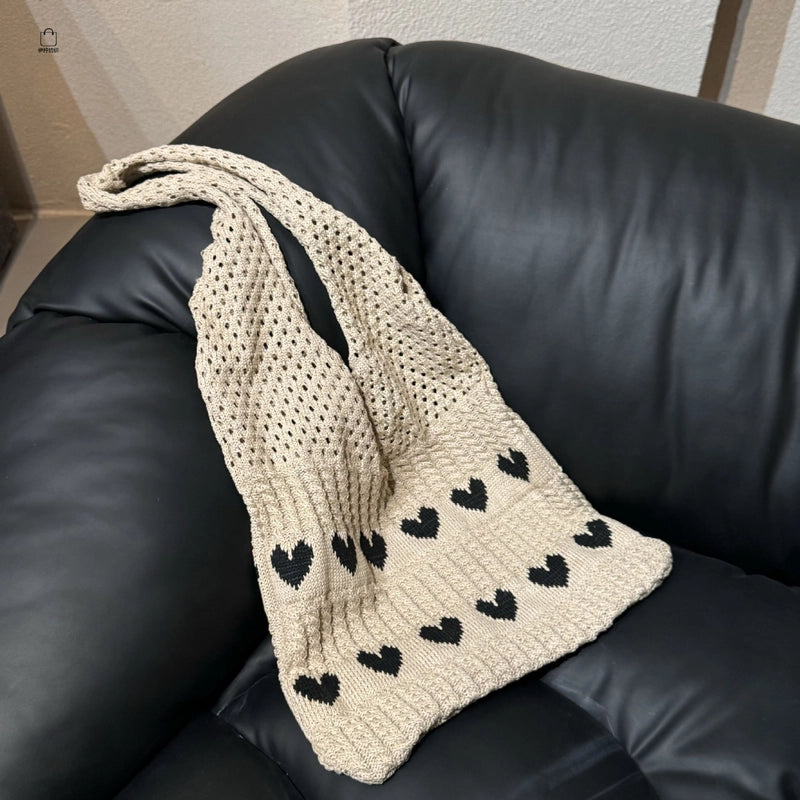 Women's Large Polyester Heart Shape Basic Square Open Tote Bag