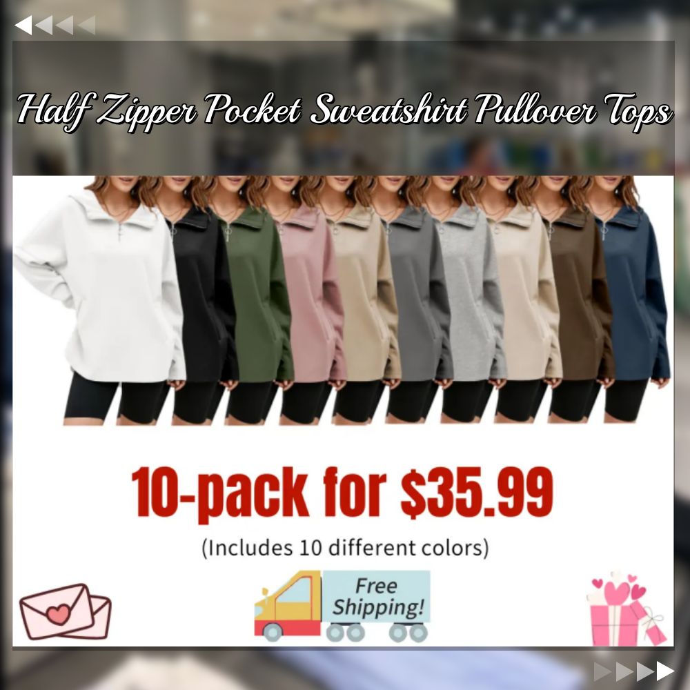 FINAL SALE⚡5 Packs for $25.95⚡- Women's Oversized Hoodies Casual Long Sleeve Half Zipper Pocket Sweatshirt Pullover Tops