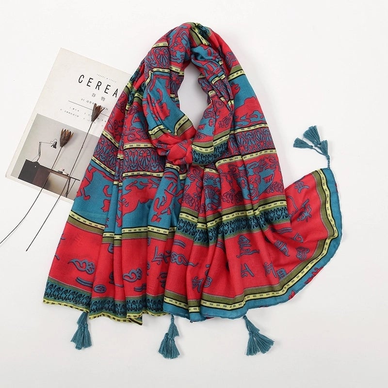 Women's Sweet Color Block Polyester Printing Scarf
