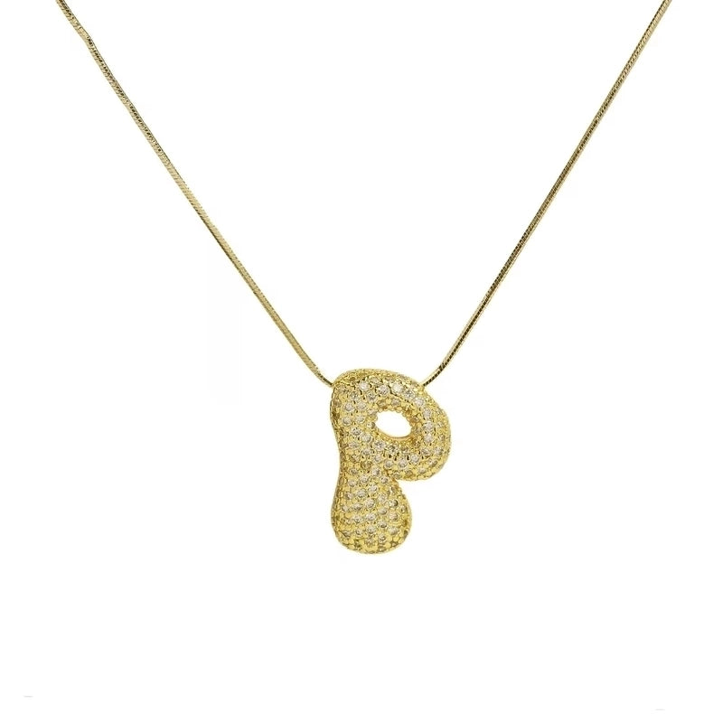 Minimalist Classic Style Letter Copper Plating 18K Gold Plated Pendant Necklace