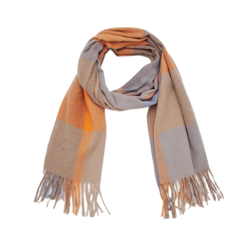 Women's Casual Minimalist Lattice Polyester Tassel Scarf
