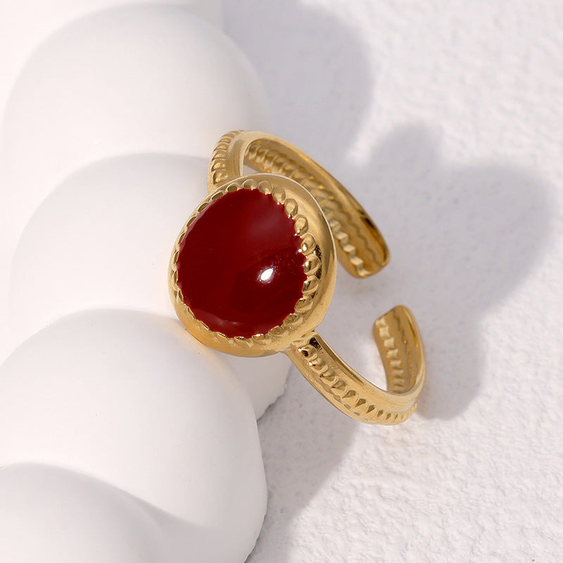 Retro Vintage Niche Personality Stainless Steel Open Ring For Women