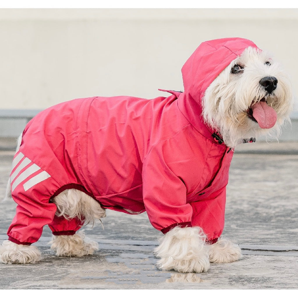 Striped Hooded Dog Raincoat Jacket