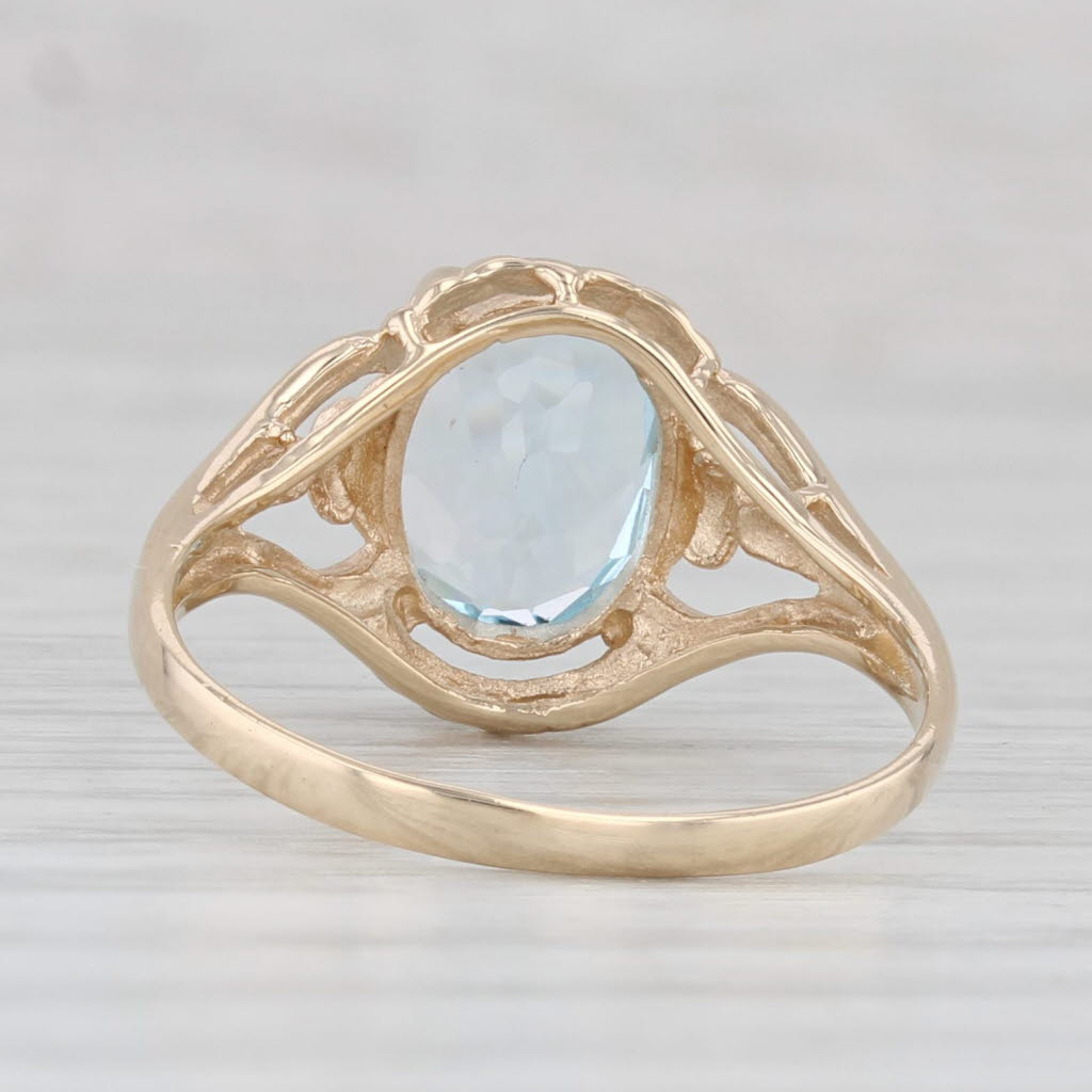 2.15ctw Oval Blue Topaz Solitaire Ring 10k Yellow Gold Size 6.5