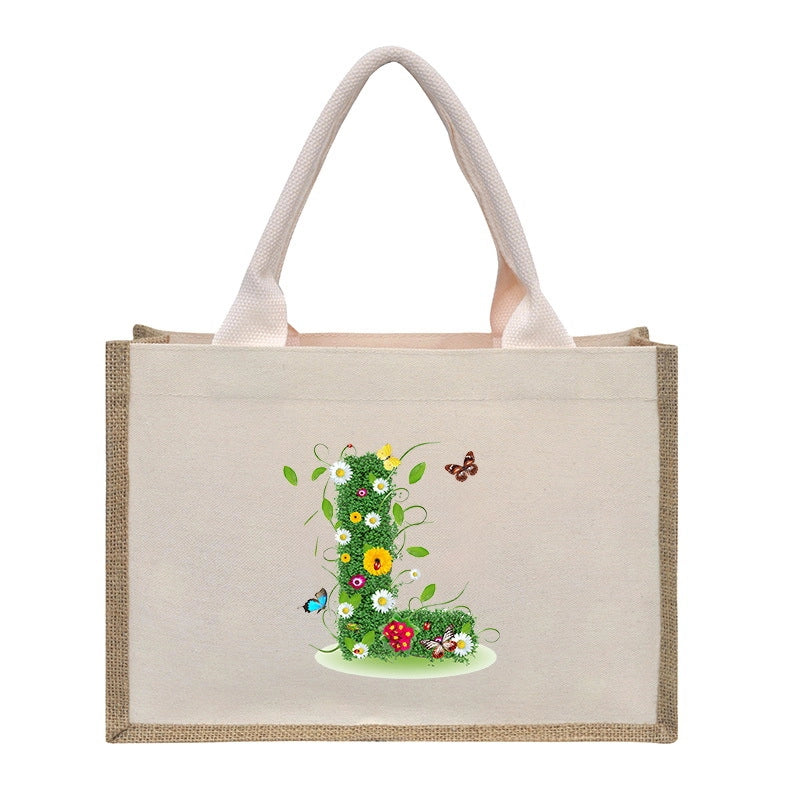 Women's Medium Canvas Letter Basic Classic Style Open Shopping Bags