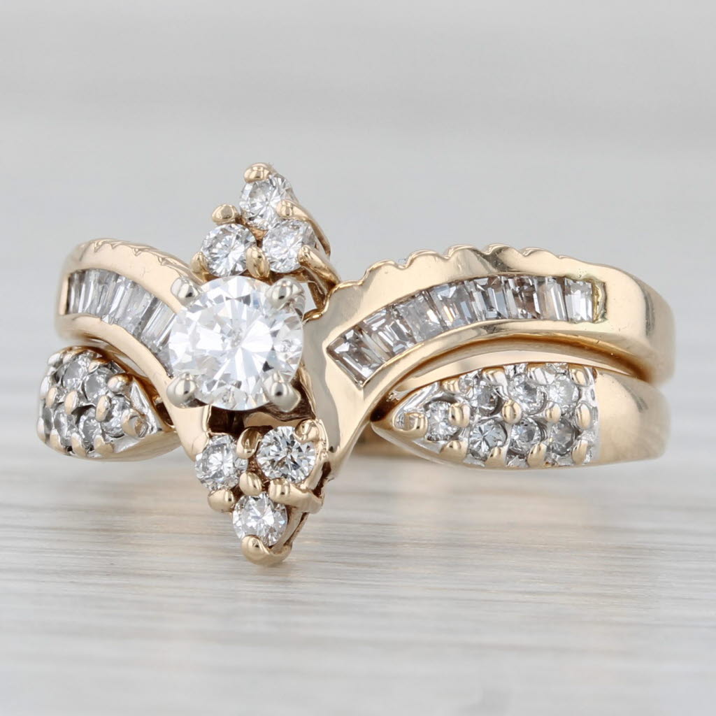 0.75ctw Diamond Engagement Ring Wedding Band Jacket Bridal Set 14k Gold Size 7
