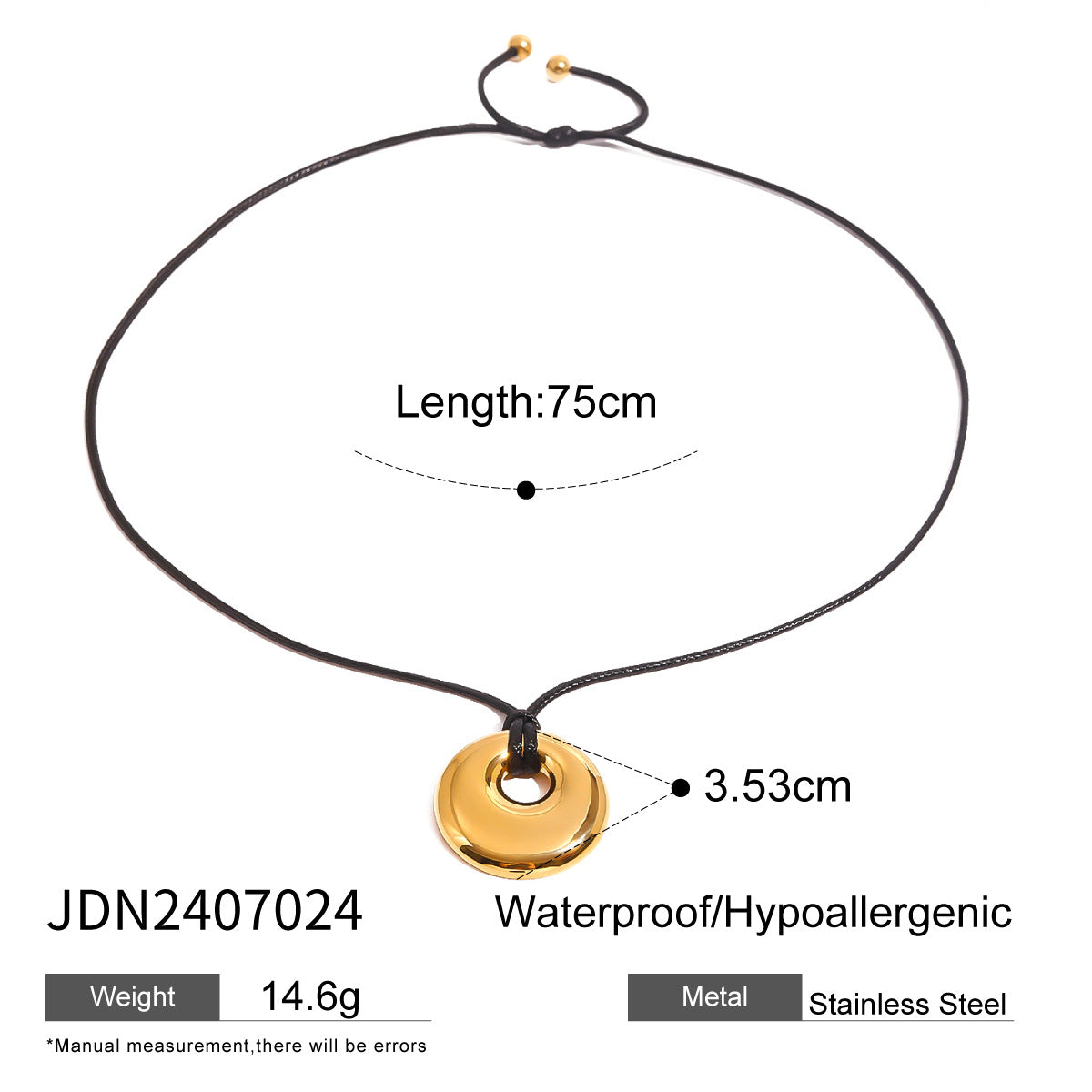 Jie Ding Black Rope Titanium Steel Necklace Niche Design Clavicle Chain Hot Style Stainless Steel