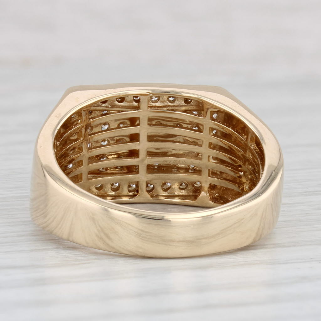 0.94ctw Pave Diamond Ring 14k Yellow Gold Size 10 Men's