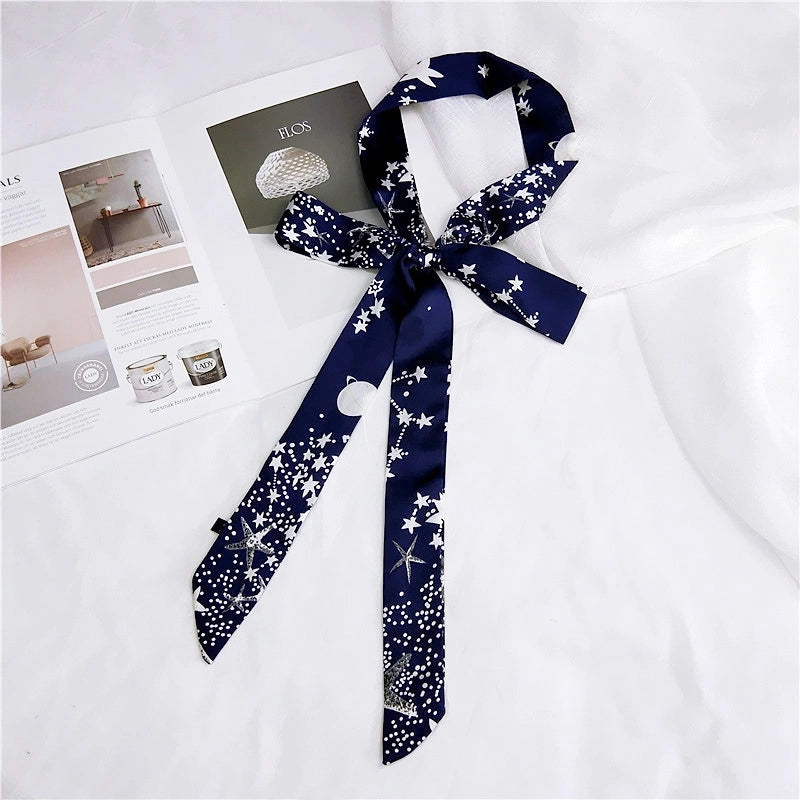 2 M New Polka Dot Special Long Edition Thin Narrow Silk Scarf Women's Spring Summer Autumn Scarf Belt Black And White Fashion