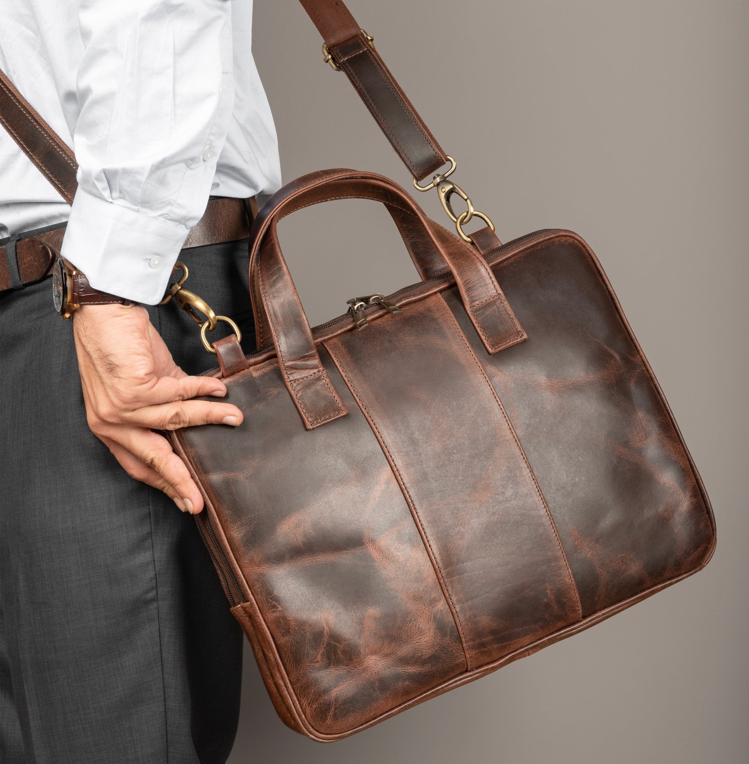 Harbor Laptop Briefcase. Brown