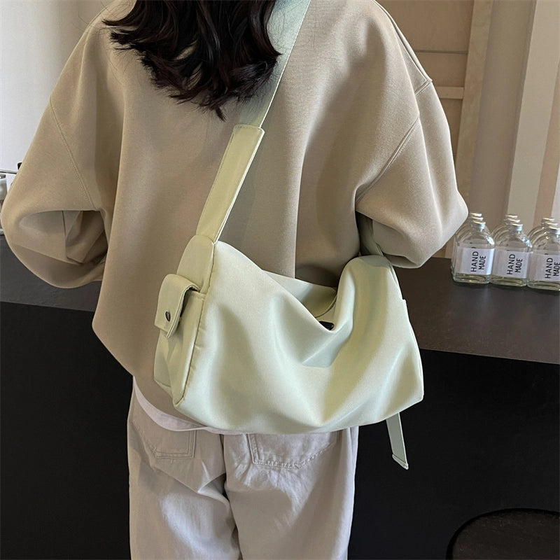 Women's Medium Cloth Solid Color Basic Zipper Crossbody Bag