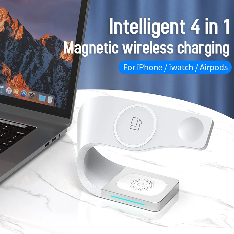 4 in 1 Magnetic Multifuncion Station 3 in 1 Wireless Charger Stand For Phone iWatch 10W 15W Fast Charging