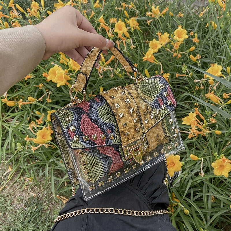 Snakeskin Pattern Buckle Single Shoulder Messenger Small Square Bag