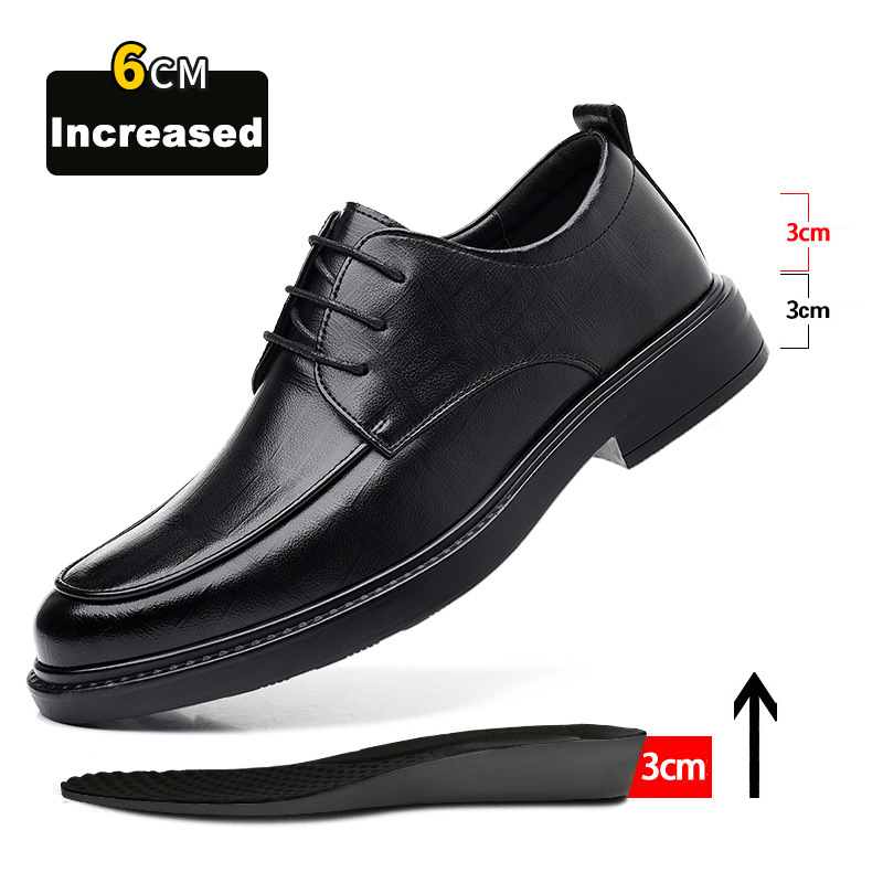 Gptsolvy New Men's Formal Shoes Genuine Leather Fashion Dress Shoes Men‘s Italian Style Business Office Wedding Solid Color Lace Up Shoes