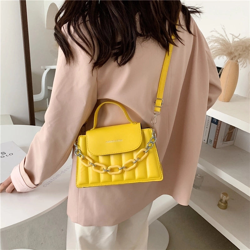 Fashion Pu Leather Embroidery Thread Geometric Shoulder Bag
