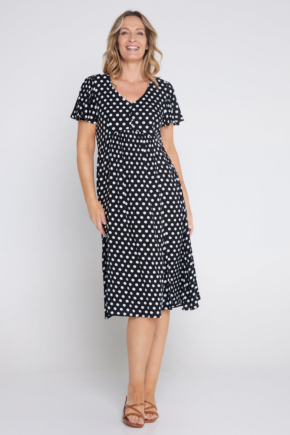 Brighton Dress - Black/White Spot