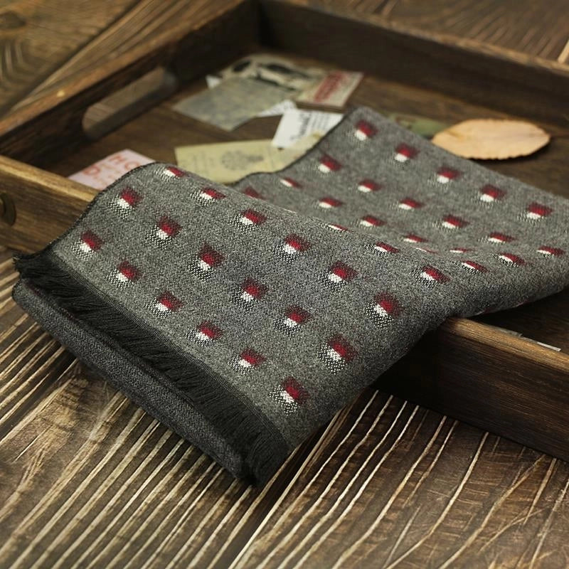 Men's Scarf Autumn And Winter Cashmere Fashion Casual Warm Scarf Plaid Black And White Distinctive Pattern Blue Fashion