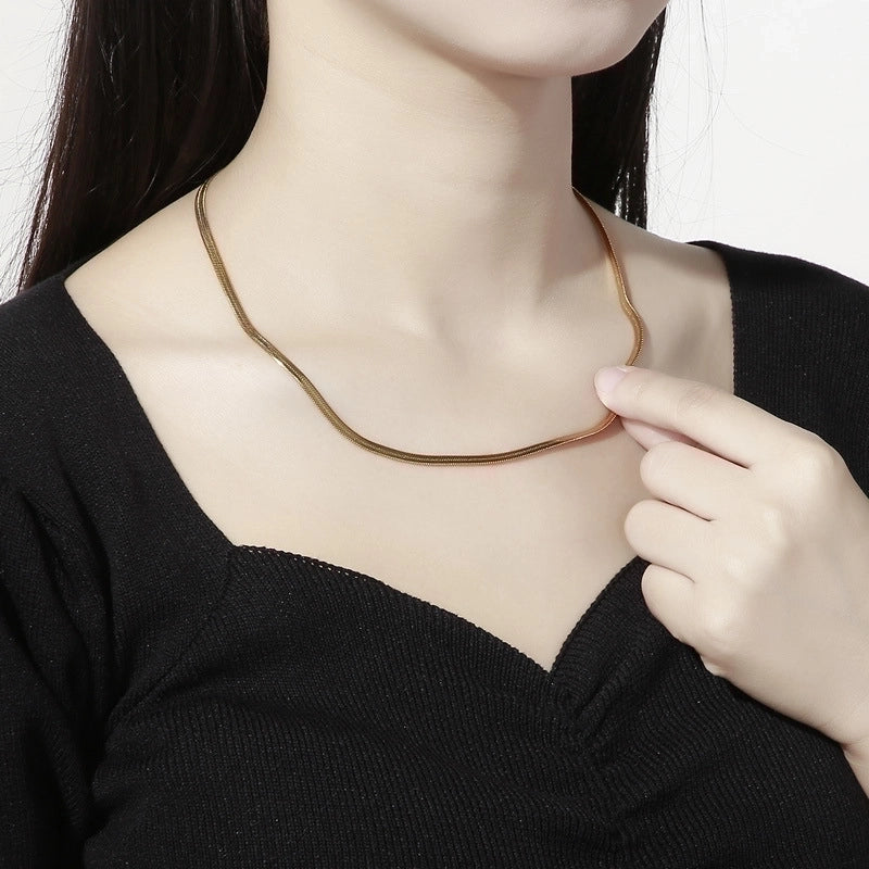 Classic Style Solid Color Titanium Steel 18K Gold Plated Plating Chain Necklace