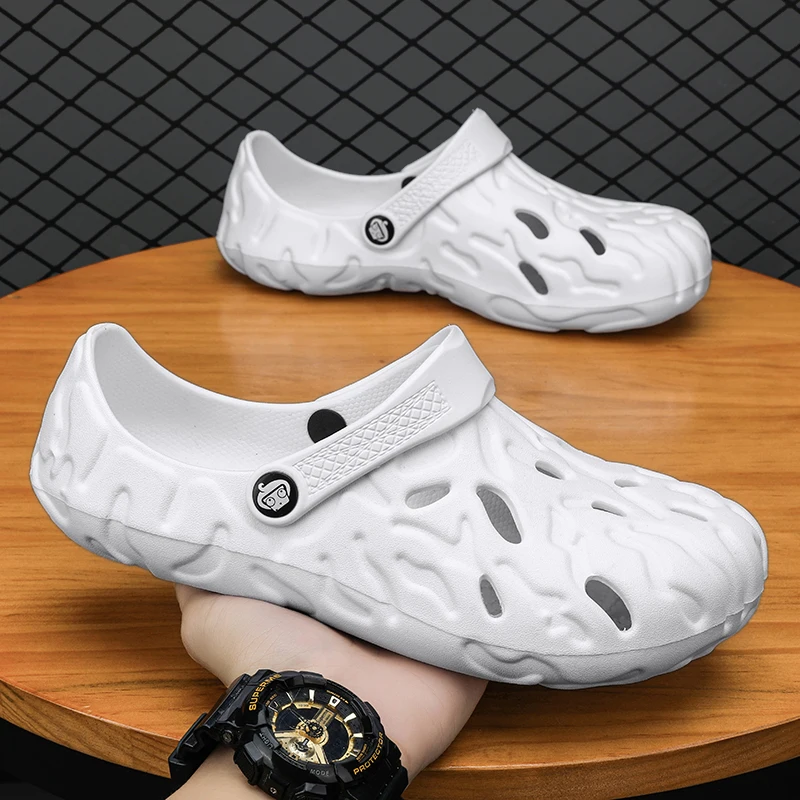Drawato diy One-piece summer men's sandals Breathable beach shoes Comfortable garden shoes Lightweight flip-flops non-slip slippers size 49