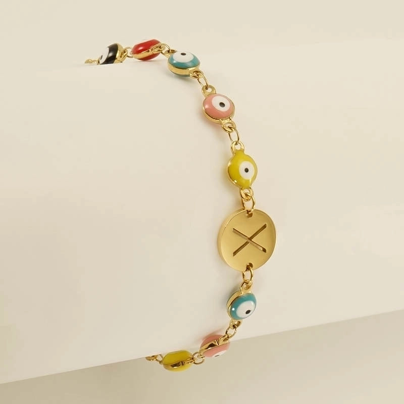Titanium Steel Gold Plated Minimalist Classic Style Letter Plating Bracelets
