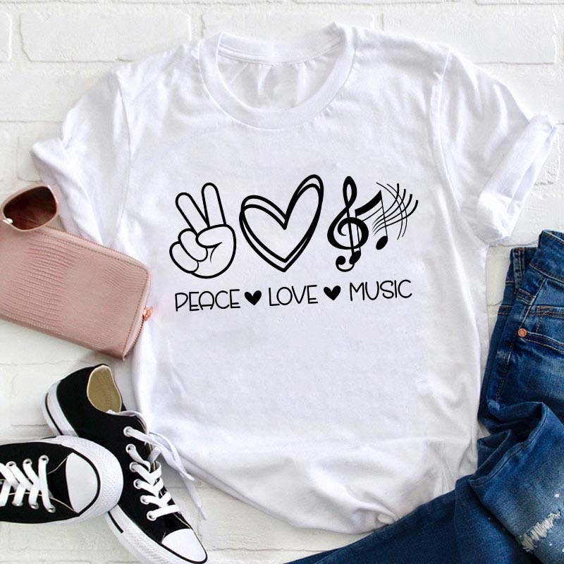 Peace Love Music Teacher T-Shirt