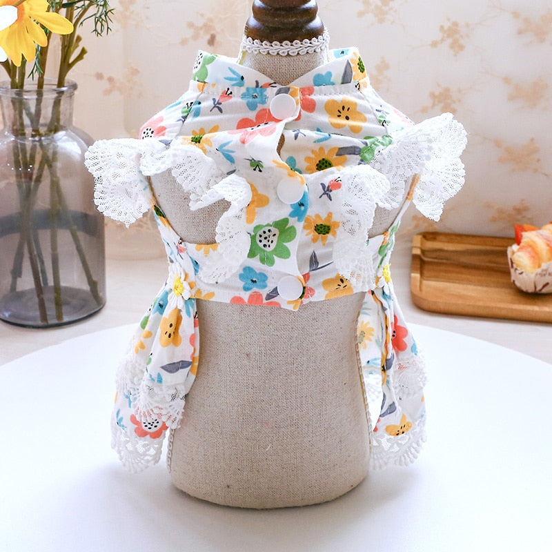 Floral Lace Design Dog Cat Dress