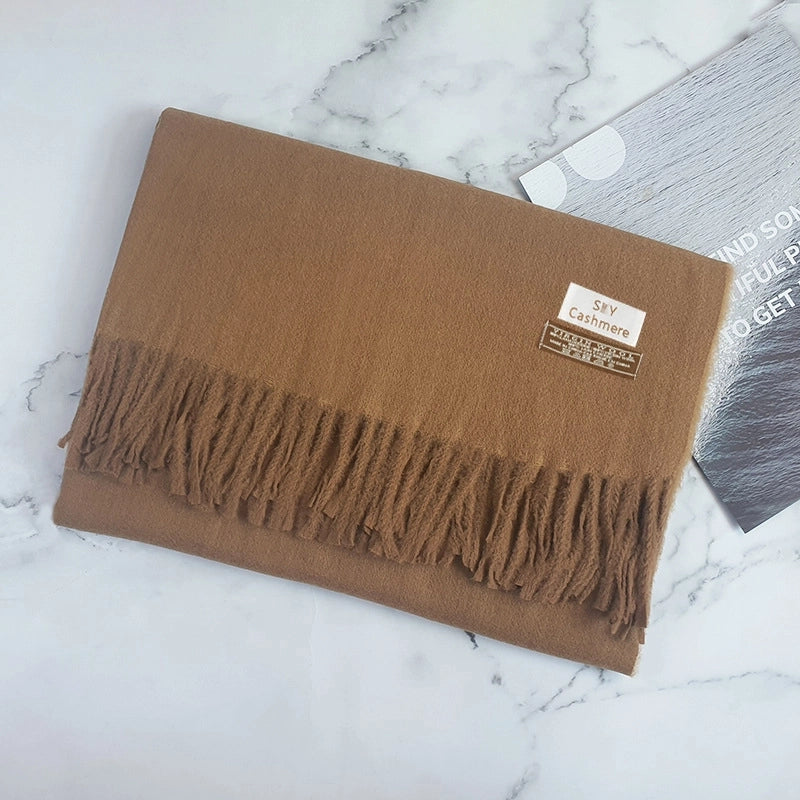 Big Red Scarf Thickened Cashmere Scarf Solid Color Women's Winter Explosions Cashmere Scarf Women's Wool Shawl