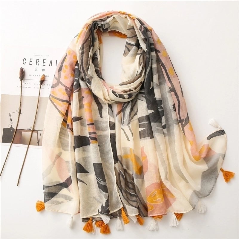 Cotton And Linen Scarf Women Plain Bougainvillea Spring Thin Silk Shawl Beach Towel