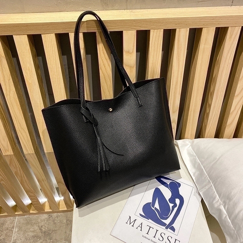 Fashion Lychee Pattern Solid Color Shopping Women's Bag