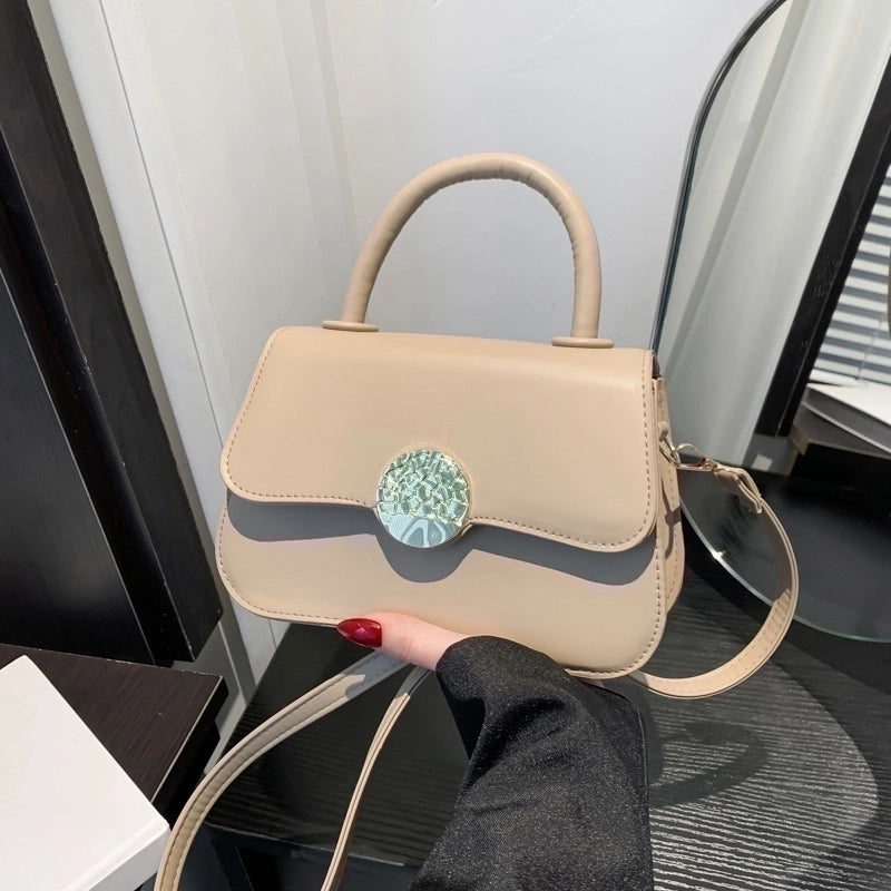 Women's Pu Leather Solid Color Basic Flip Cover Handbag
