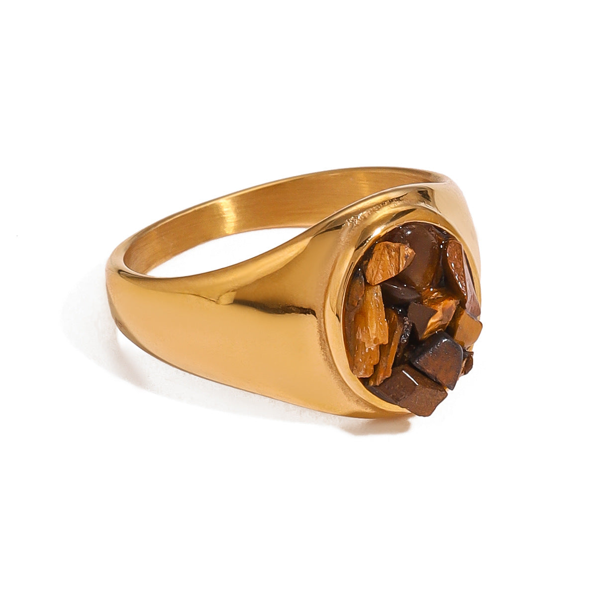 Unisex Round Geometric Stainless Steel Electroplating Rings