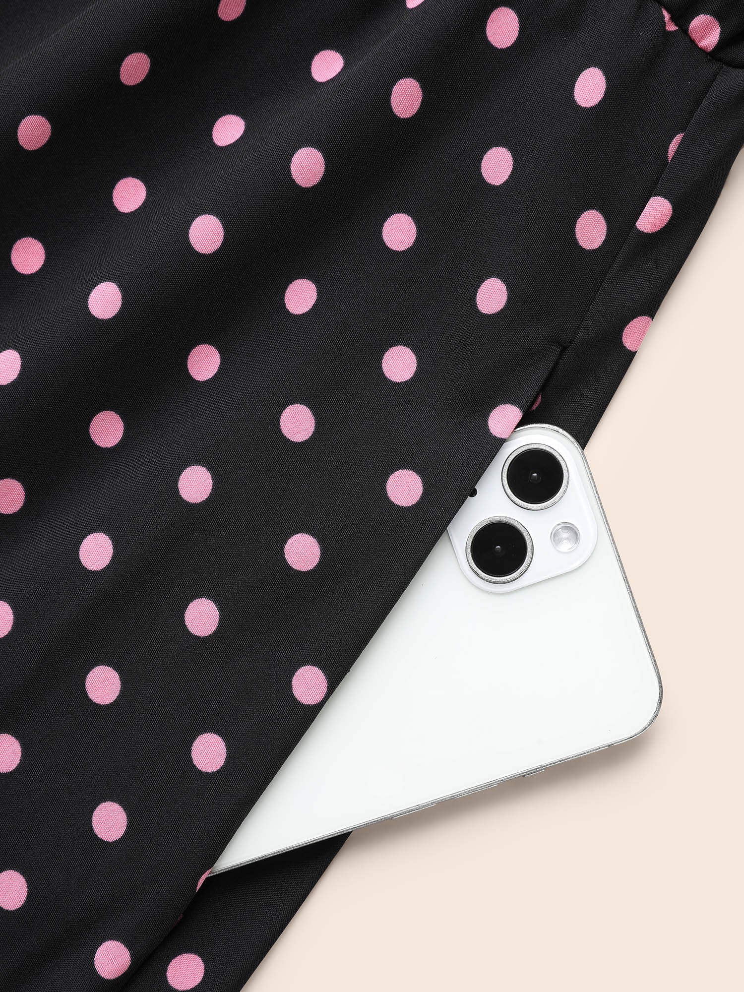 Polka Dot Suit Collar Belted Dress