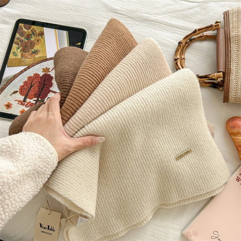 Women's Basic Solid Color Wol Knitted Scarf