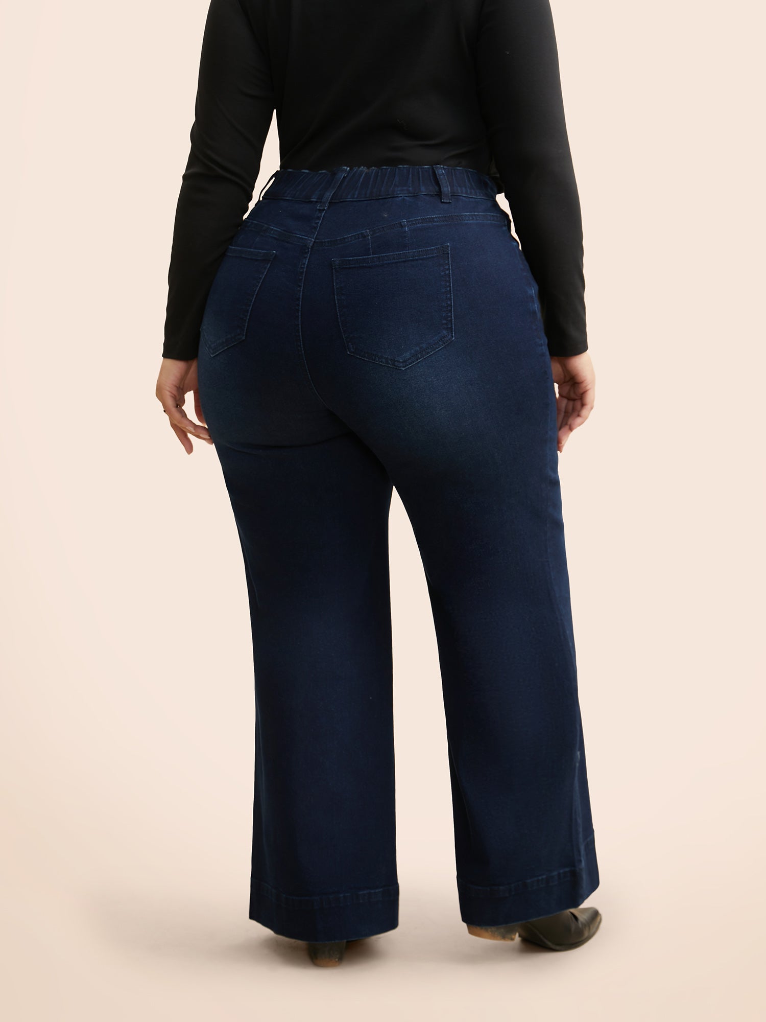 Dark Wash Seam Detail Wide Leg Jeans