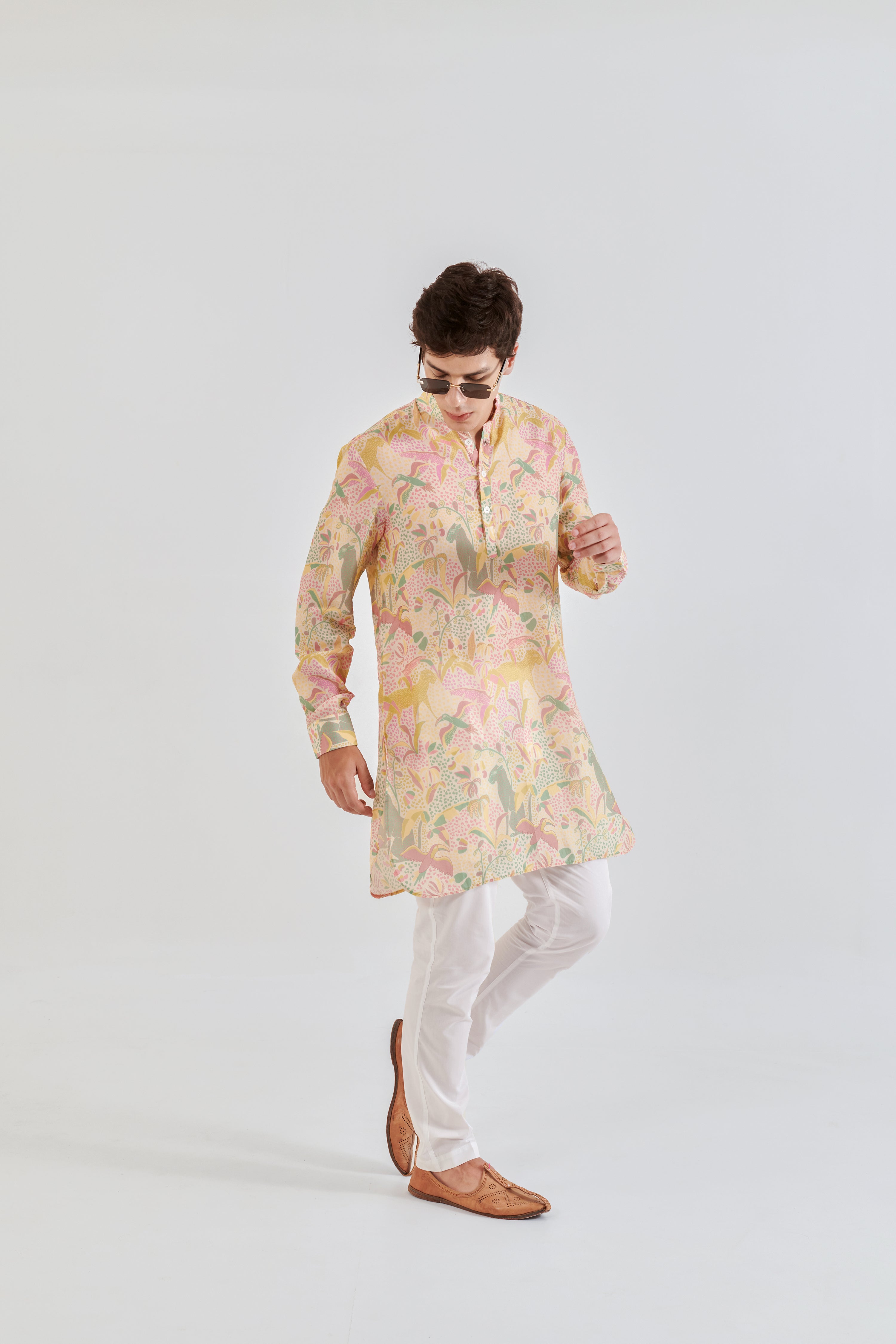 Shaye Cream Floral Ganganagery Kurta