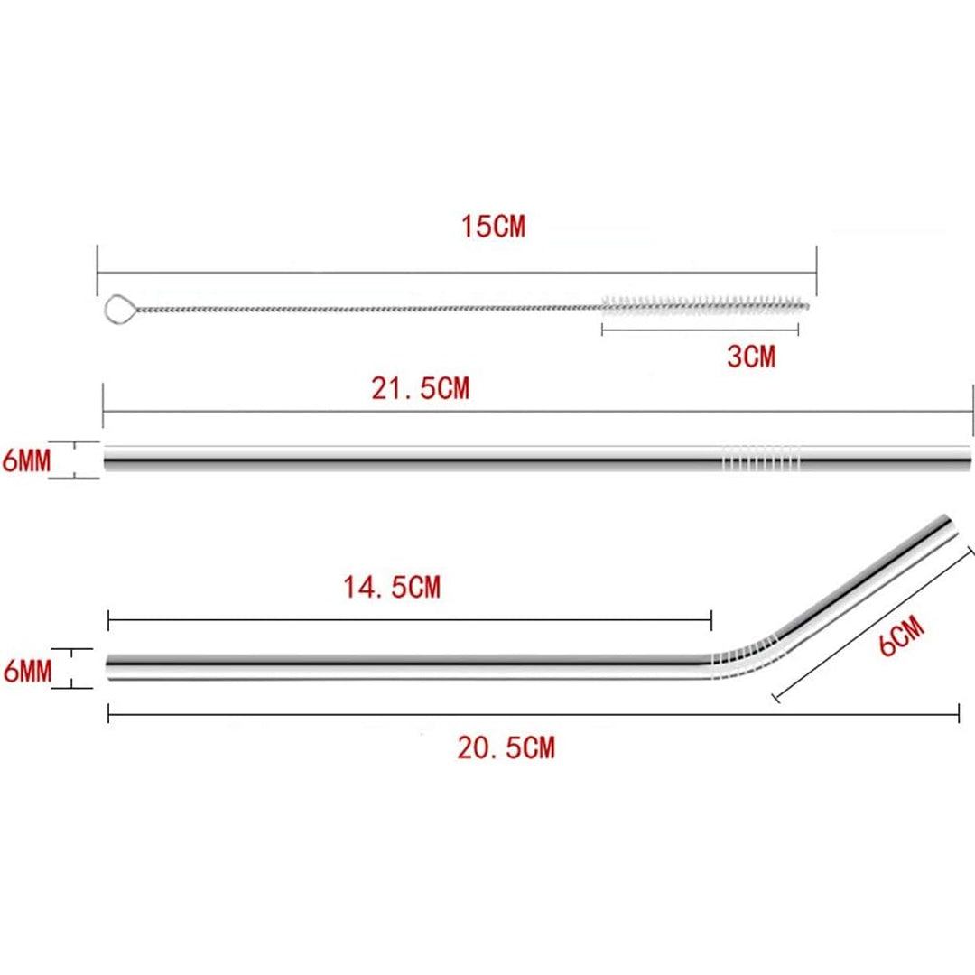 5 Pcs Steel Straws Set Reusable