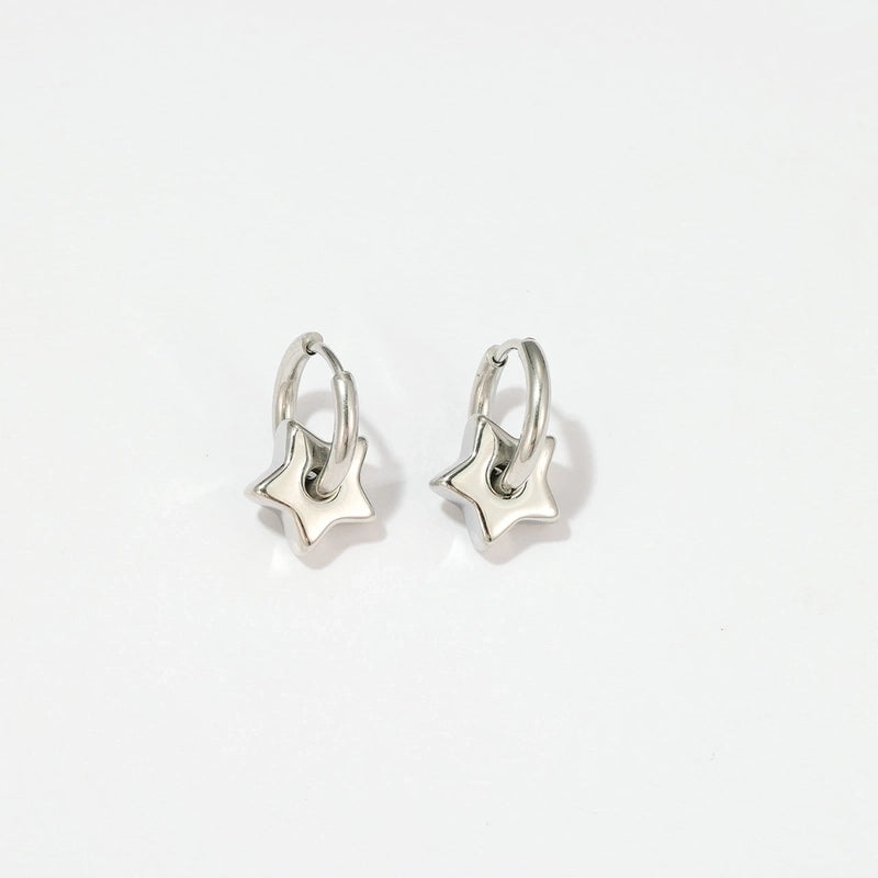 1 Pair Minimalist Star Plating 304 Stainless Steel Drop Earrings