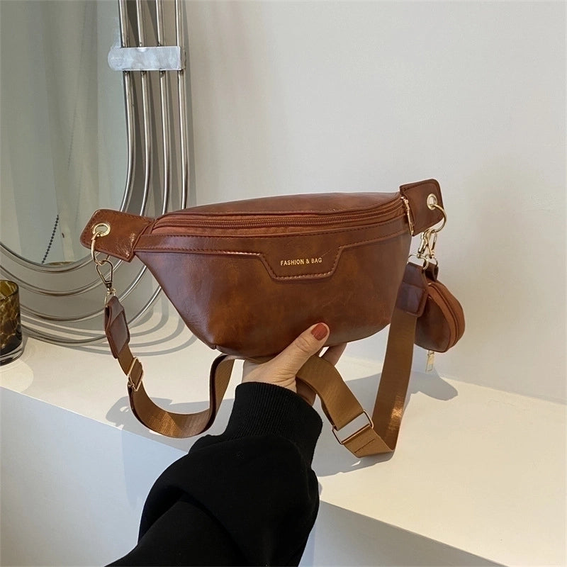 Women's Fashion Solid Color Pu Leather Waist Bags