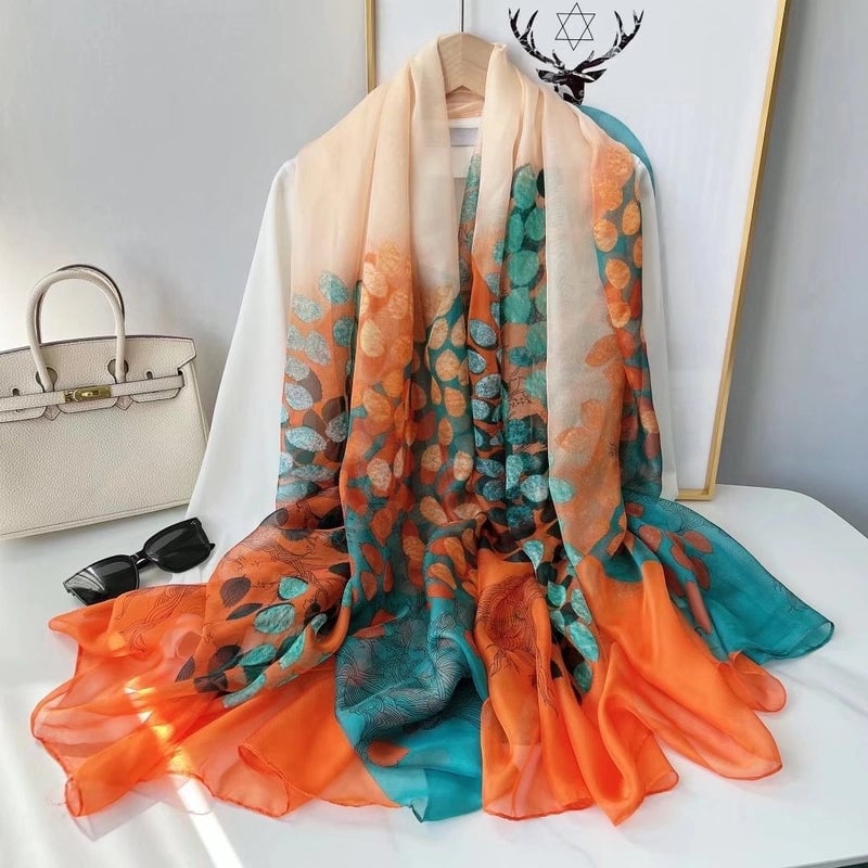 Spring And Summer New Yourou Silk Scarf Large Size Printed Beach Towel Dot Travel Vacation Sunscreen Scarf Women's Spot