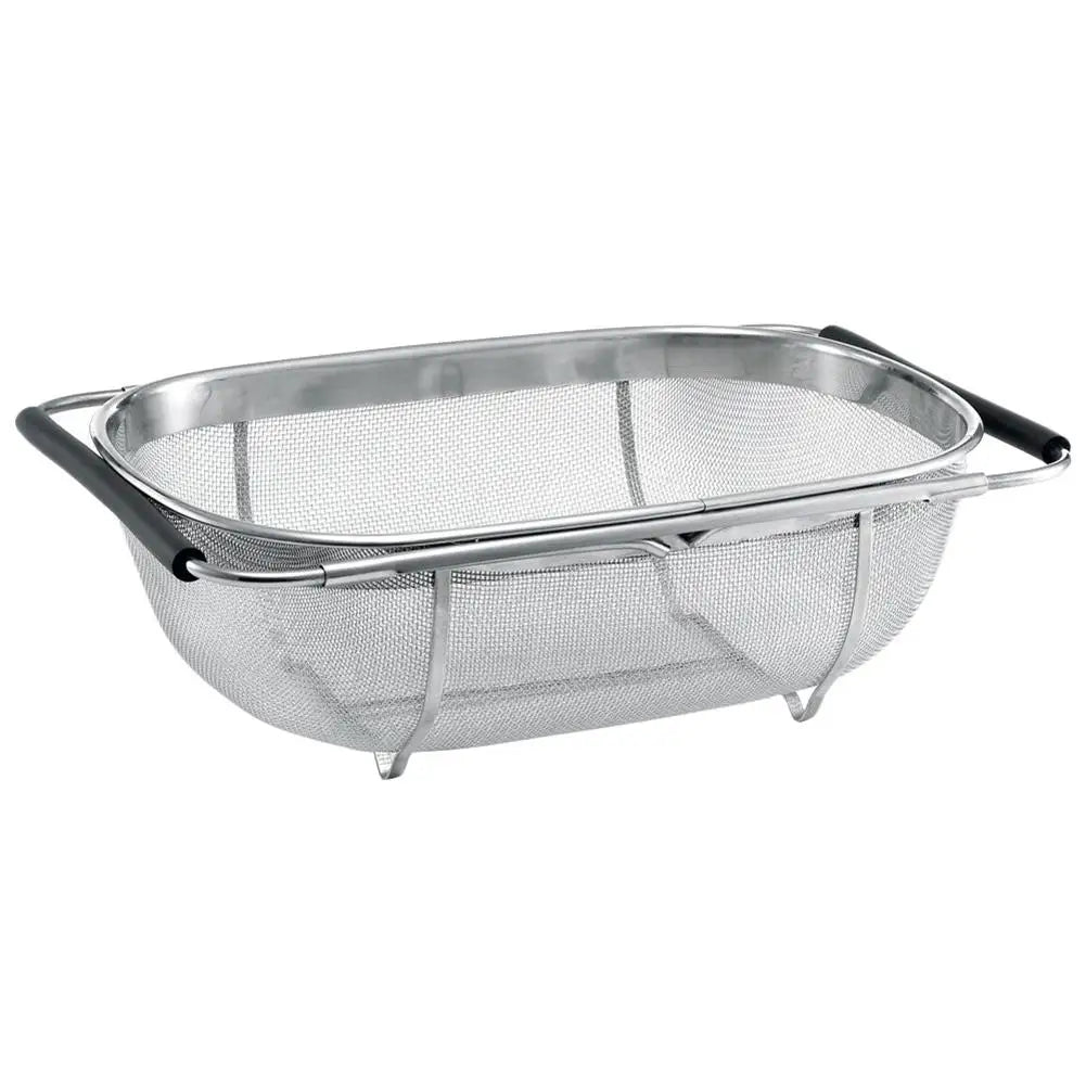 Over The Sink Stainless Steel Colander Strainer Basket. Drain Basket