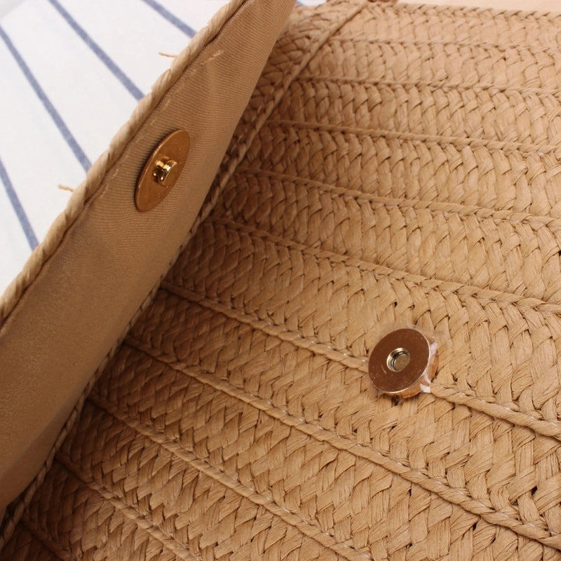 Women's Small All Seasons Straw Solid Color Vacation Square Magnetic Buckle Straw Bag