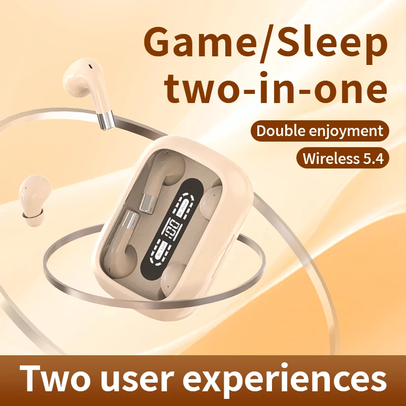 New 2in1 Dual Headphones 5.4 Bluetooth Wireless Earphones Sports Sleeping Noise Reduction HD Call Headset HIFI Music Bass Earbuds